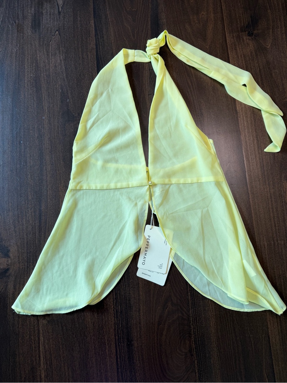 Peppermayo Sheer Halter in Pale Yellow